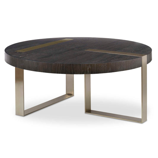 Sleek And Modern, This Coffee Table Showcases Linear Steel Accents Plated In A Brushed Pewter Accented By A Dry Ebony Finished Oak Veneer Top With Wire Brushed Details That Enhance The Natural Wood Grain.