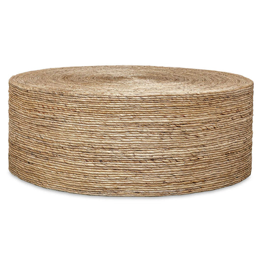 Equal Parts Relaxed And Refined, This Round Coffee Table Embodies Casual Coastal Style. Featuring Natural Woven Banana Concentrically Wrapped To Create Unique Color Patterns And Textures.