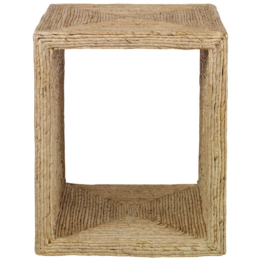 Equal Parts Relaxed And Refined, This Side Table Embodies Casual Coastal Style. Wrapped In Natural Woven Banana Plant, Creating Unique Texture And Concentric Color Patterns. The Airy Open Center Allows For Extra Display Space.