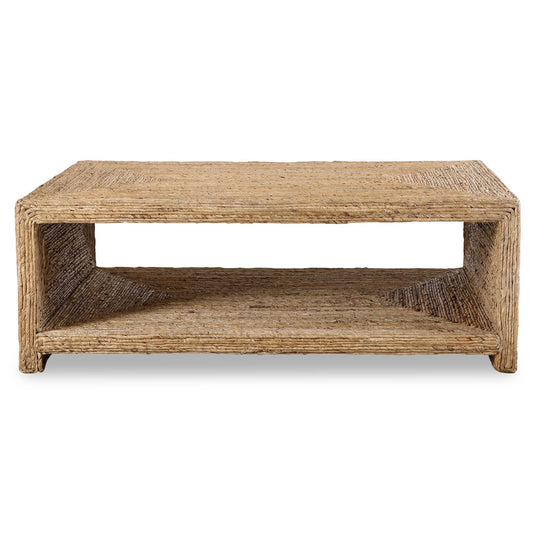 Equal Parts Relaxed And Refined, This Cocktail Table Embodies Casual Coastal Style. Wrapped In Natural Woven Banana Plant, Creating Unique Texture And Concentric Color Patterns. The Airy Open Center Allows For Extra Display Space.