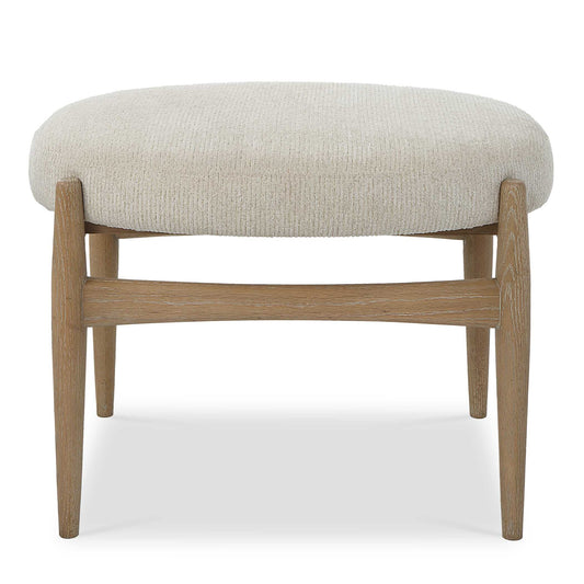 Taking Cues From Scandinavian Design Elements, This Small Bench Features A Solid Oak Base In A Natural Finish With Off White Glazing Accented By A Plush Seat Wrapped In A Channeled Textured Off-white Polyester Fabric.