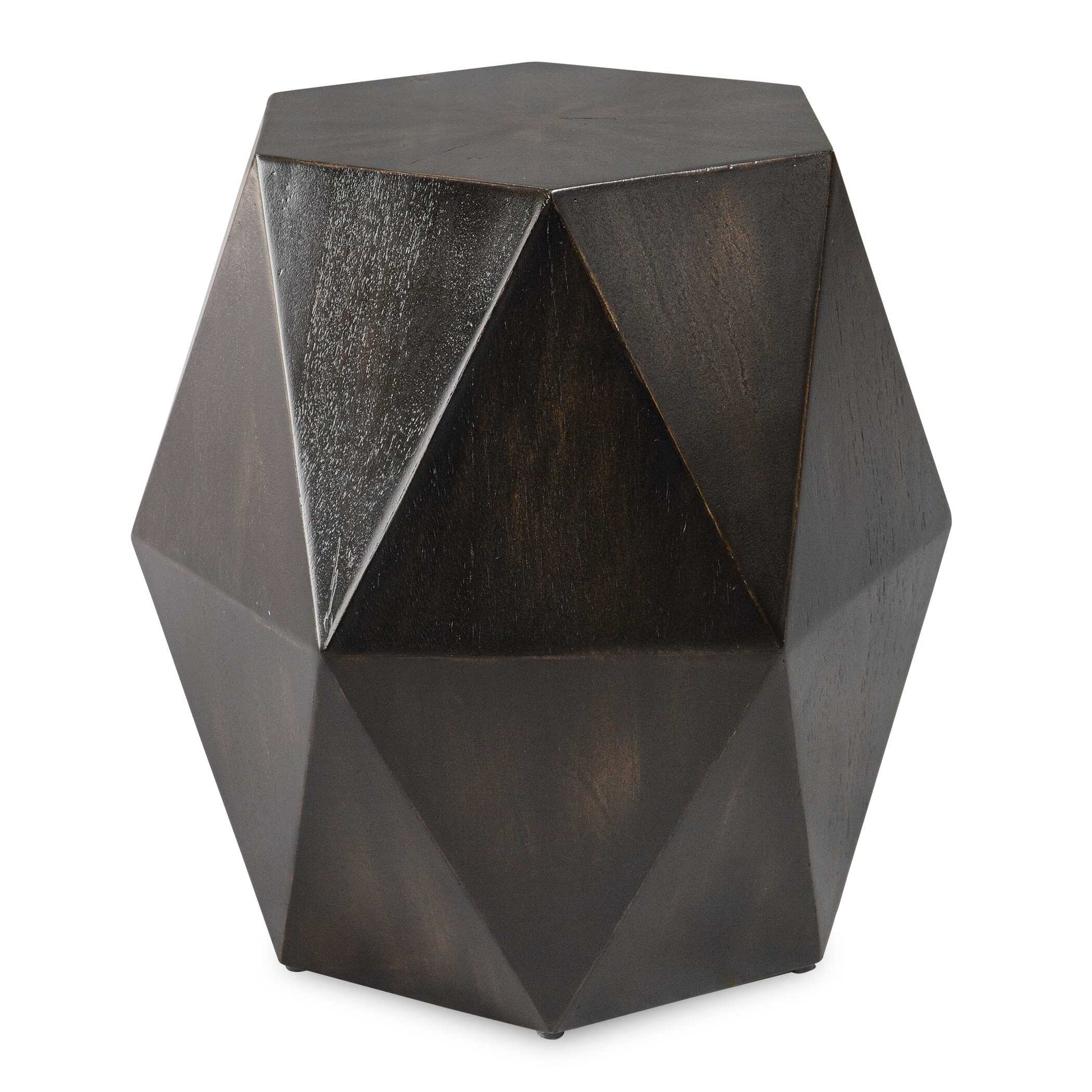 This Unique Geometric Accent Table Features A Sunburst Top In Mango Veneer With A Worn Black Finish With Natural Distressing, Rubbed To Reveal Honey Undertones.