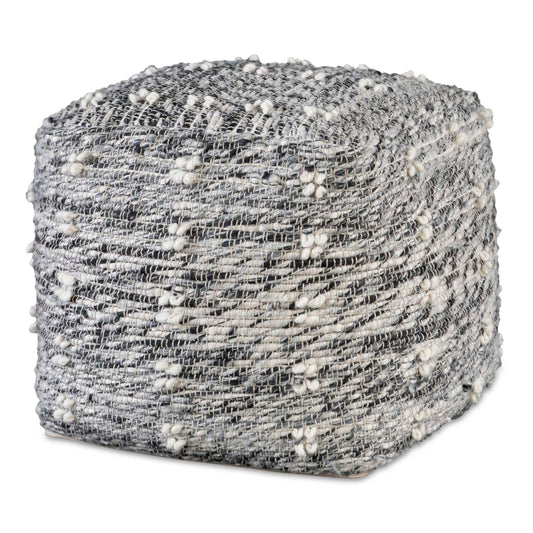 Handwoven From Various Cotton Threads In Neutral Charcoal And Black With Soft White Textured Wool Slubbing. Has Versatile Use As An Ottoman, Extra Seating For Guests, Or Even An Accent Table When Topped With A Decorative Tray.