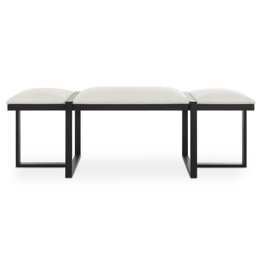 This Modern Design Welcomes You And Your Friends, Showcasing An Angular Black Iron Framework With Three Upholstered Seat Cushions In A Textured White Polyester Performance Fabric.