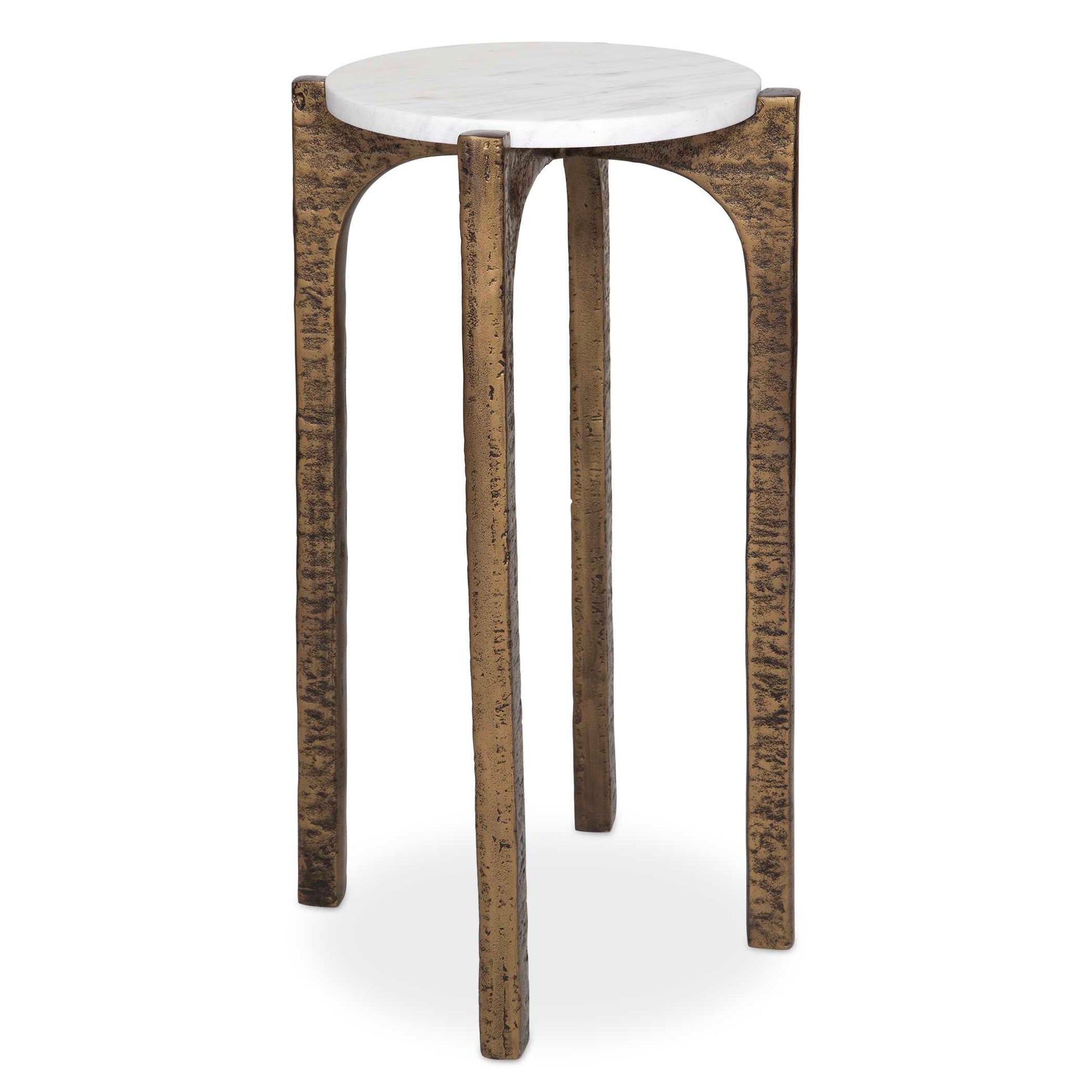 Crafted From Cast Aluminum In An Antique Brass Finish And Completed With A Natural Marble Top, Vivi Adds Elegance To Any Room. True To The Nature Of Natural Materials, Each Piece Will Have Unique Marbling And Veining Throughout.