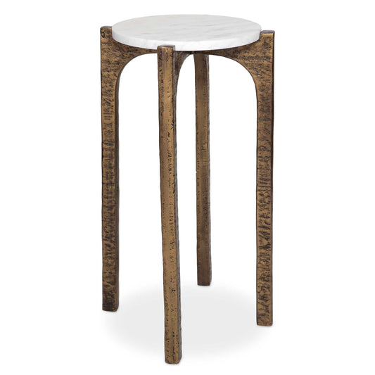 Crafted From Cast Aluminum In An Antique Brass Finish And Completed With A Natural Marble Top, Vivi Adds Elegance To Any Room. True To The Nature Of Natural Materials, Each Piece Will Have Unique Marbling And Veining Throughout.