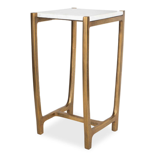 With Understated Sophistication, The Affinity Accent Table Complements With Ease. Featuring A Shapely Cast Aluminum Base In Antique Gold That Encapsulates A Natural White Marble Top. True To The Nature Of Natural Materials, Each Piece Will Have Unique Marbling And Veining Throughout.