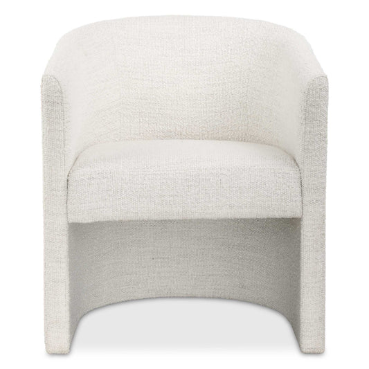 Designed With Your Comfort In Mind, The Encompass Dining Chair Features A Barrel Back Shape That Allows For Ultimate Leisure At The Table. Upholstered In A Textured White Boucle With A Toxin-free, Eco Friendly Treatment To Help Resist Water Based Stains.