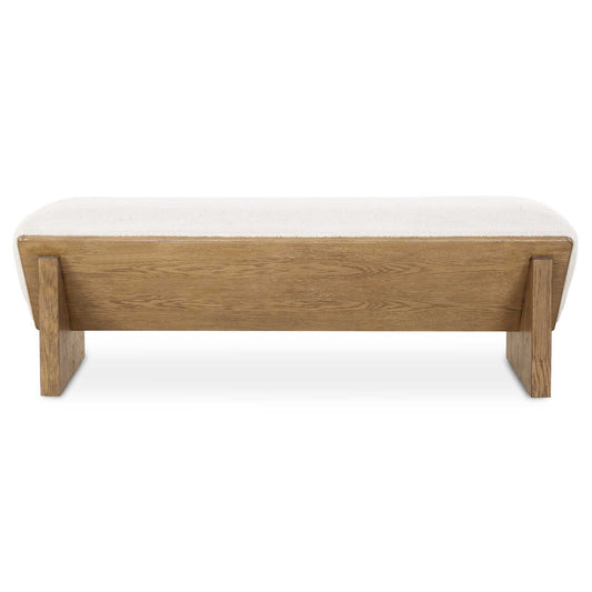 The Wedged Bench Is A Statement Piece Incorporating Art And Beauty Alike. The Waterfall Seat Features A Finely Textured Faux Sheepskin In Soft Ivory, Paired With A Sturdy Wooden Frame In Medium Toned Oak Veneer.