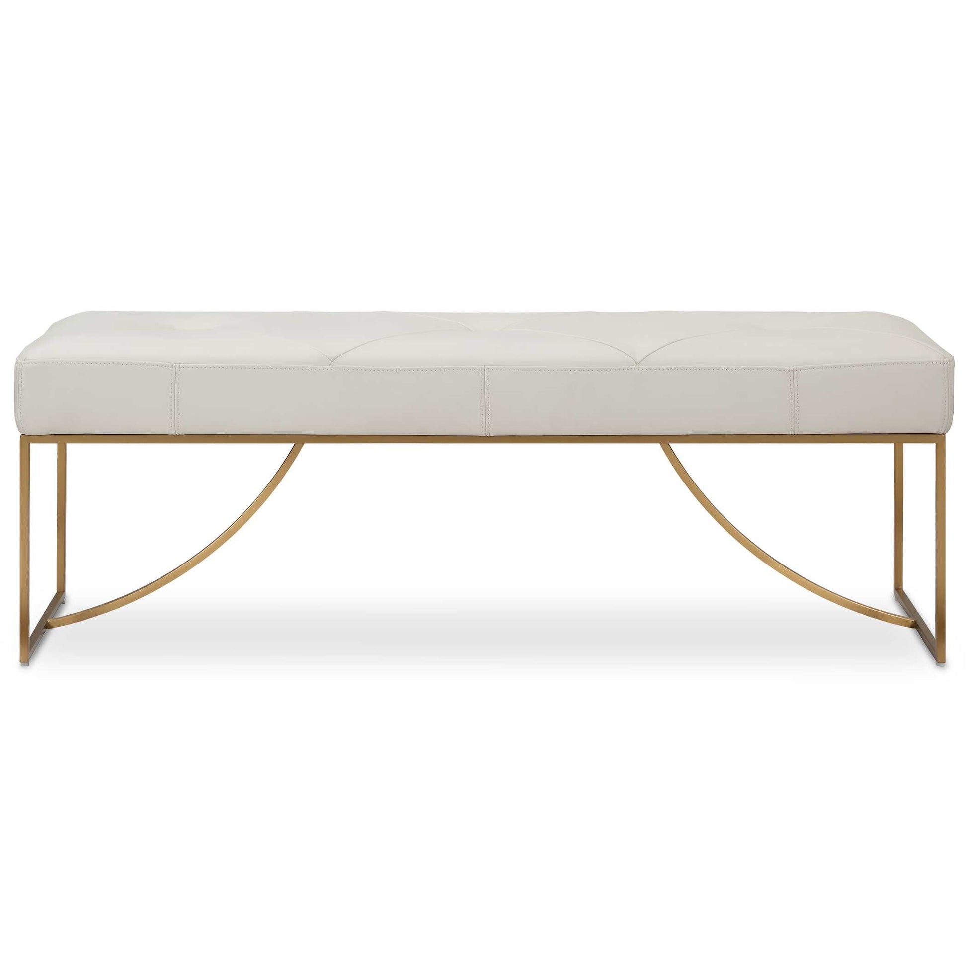 Elegant Curves Of The Stainless Steel Base In Plated Brushed Brass Support The Plush Diamond Tufted Seat Upholstered In Ivory Top Grain Leather. Because Leather Is A Natural Product, Both Texture And Color Will Vary Slightly, Enhancing Leather's Uniqueness.