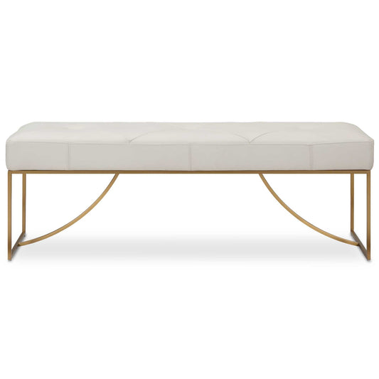Elegant Curves Of The Stainless Steel Base In Plated Brushed Brass Support The Plush Diamond Tufted Seat Upholstered In Ivory Top Grain Leather. Because Leather Is A Natural Product, Both Texture And Color Will Vary Slightly, Enhancing Leather's Uniqueness.