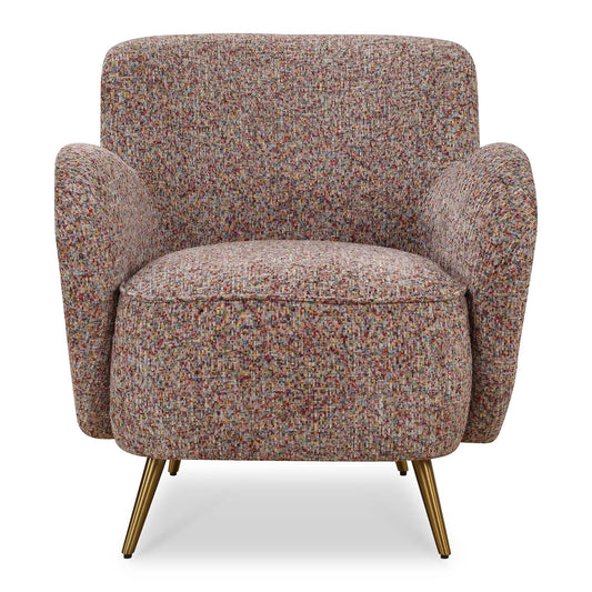 Destined To Be The Jewel Of Any Room, With Retro Curves In A Stunning Textured Chenille In Autumnal Confetti Tones. Paired With Brushed Brass Stainless Steel Tapered Legs.