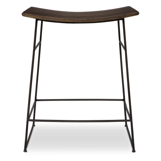 The Thura Counter Stool Blends Simplicity And Timeless Features To Create An Easy To Use Design. The Scooped Seat Is Crafted From Solid Mango In A Rich Walnut Finish With Durable Iron Legs In Dark Gunmetal.