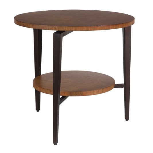 This Timeless Side Table Features A Double-layered Oak Veneer Platform Supported By Sturdy Metal Legs Finished In Contemporary Dark Bronze.