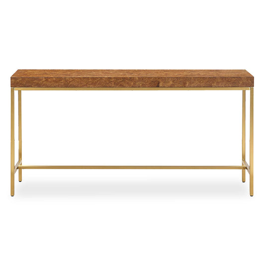 Elevate Your Space With This Exquisite Console Table, A Perfect Fusion Of Opulence And Sophistication, Designed To Capture The Elegance Of Fine Materials And Clean Lines. The Tabletop, Covered In Rich Burl Veneer, Infuses Warmth, Texture, And Character Into Every Piece. Complemented By A Sleek Gold-plated Stainless Steel Frame, This Table Radiates A Refined Elegance That Enhances Any Interior.