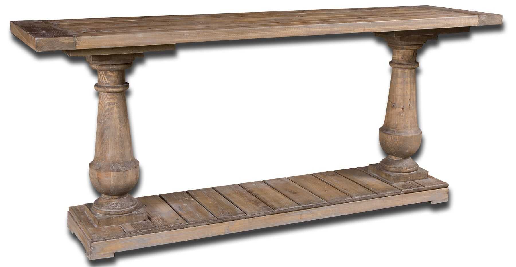 Solidly Constructed Of Salvaged Fir Lumber And Hand Turned Balusters. Sun Faded And Distressed Patina Is Finished With A Stony Gray Wash. Reclaimed Wood Is Restored From A Previous Life As Old Doors, Railroad Ties, Etc., And Features Old Nail Holes, Mineral Staining, And Natural Imperfections. Note That Solid Wood Will Continue To Move With Temperature And Humidity Changes, Which Can Result In Small Cracks And Uneven Surfaces, Adding To Its Authenticity And Character.