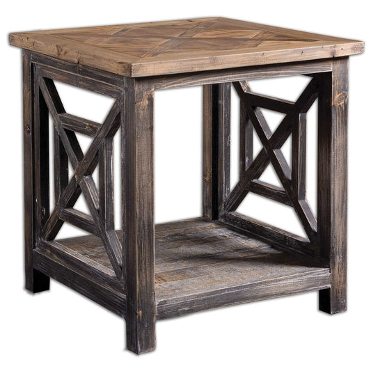 Solid, Reclaimed Fir Wood, Hand Finished In Brushed Black With Natural Wood Undertones. Top Is Sun Faded And Left Natural With Only A Light Gray Glaze. Reclaimed Wood Is Restored From A Previous Life As Old Doors, Railroad Ties, Etc., And Features Old Nail Holes, Mineral Staining, And Natural Imperfections. Note That Solid Wood Will Continue To Move With Temperature And Humidity Changes, Which Can Result In Small Cracks And Uneven Surfaces, Adding To Its Authenticity And Character.