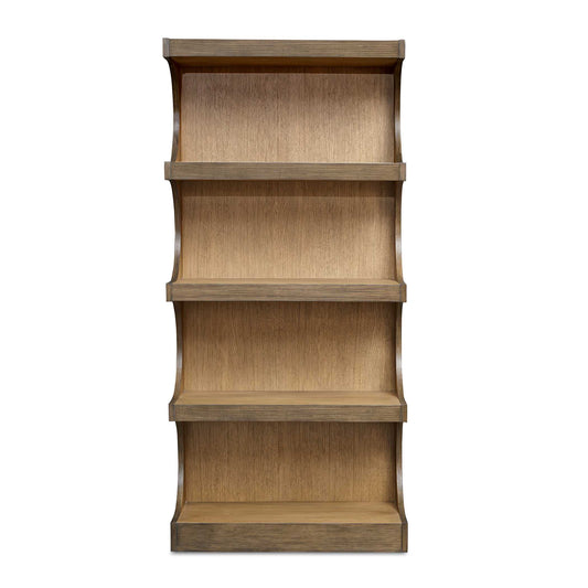 With Its Gracefully Arched Design, This Etagere Blends Modern Elegance With A Hint Of Retro Charm. Crafted From Mindi Solids And Veneers, It Showcases A Warm, Natural Finish That Enhances Its Timeless Appeal.