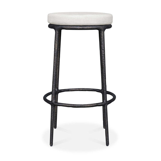 This Simple But Timeless Bar Stool Is Made Of Cast Aluminum With Heavy Texturing In A Java Finish. The Plush Cushion Is Upholstered In An Oyster White Solution Dyed Acrylic Fabric That Is Constructed To Withstand The Moisture And Dirt That Comes With Outdoor Use.