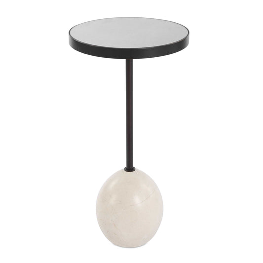 Odesa Boasts A Large Scale Coffee-toned Marble Foot With White Veining Running Throughout. The Marble  Base Provides Ample Support For The Bronze Stem And Mirrored Top. Due To The Nature Of Natural Stone, Every Piece Will Vary Slightly Ensuring Yours Is Unique.