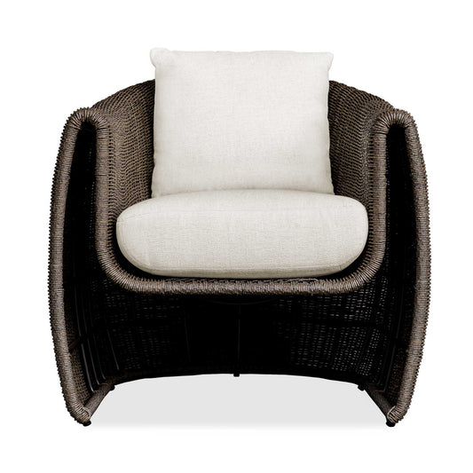 The Floating Frame Of The Tropic Lounge Chair Is The Perfect Piece For Stylish But Casual Outdoor Living. Crafted With A Sleek, Continuous Woven All-weather Wicker Frame In Mocha, This Chair Offers A Contemporary Silhouette While Ensuring Durability For All-weather Use. The Contoured, Deep-seated Cushions In Oyster White Solution Dyed Acrylic Fabric Provide Ultimate Comfort.