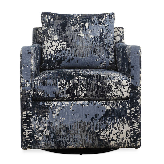 He Tisdell Is True Style Statement With A Striking Abstract Pattern Seamlessly Blending Shades Of White, Gray, And Indigo. Its Comfortable Box Cushions And Swivel Gliding Base Make For A Perfect Place To Relax.