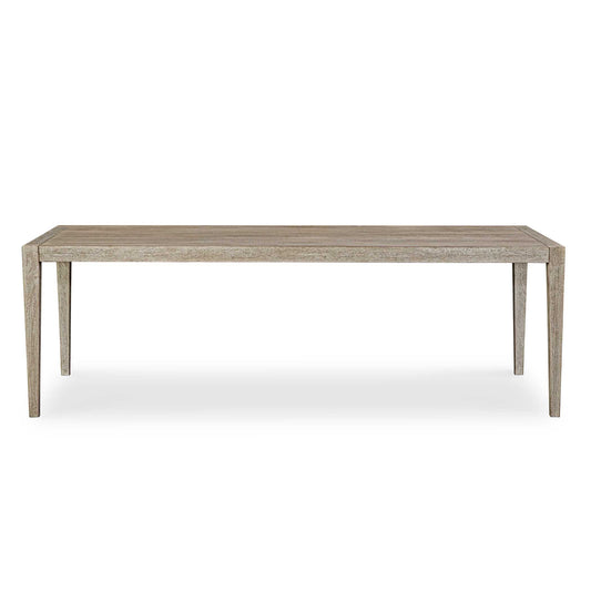 This Contemporary Farmhouse Dining Table Showcases Expert Craftsmanship With Its Solid Mahogany Construction And Cerused Wheat Finish. The Table's Smooth Finish And Attention To Detail Highlight The Natural Beauty Of The Wood, Creating A Piece That Will Be Admired For Years To Come. Solid Wood Will Continue To Move With Temperature And Humidity Changes, Which Can Result In Cracks And Uneven Surfaces, Adding To Its Authenticity And Character. Suitable For Both Indoor And Outdoor Use.
