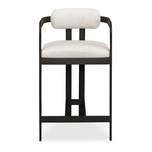 The Kalmar Outdoor Counter Stool Boasts A Sturdy, Powder Coated Steel Frame In A Sleek Java Black Finish Offering A Comfortable And Stylish Seating Solution For Outdoor Entertaining. The Seat And Floating Back Are Upholstered In A Warm White Solution Dyed Acrylic Fabric That Is Constructed To Withstand The Moisture And Dirt That Comes With Outdoor Use.
