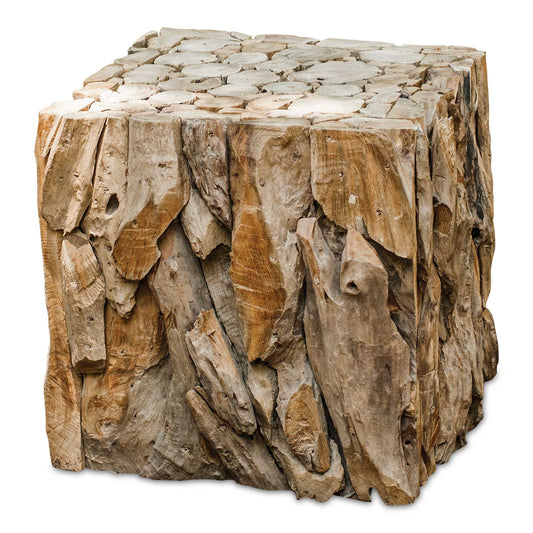 Natural Teak Wood, Skillfully Pieced Together Into An Artistic And Precise Sculpture With A Smoothly Sanded Top And Open Bottom, Multiplying Its Use As A Table, Seat, Or Box Planter.