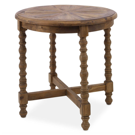 Built Of 100% Reclaimed Fir, This Table Features Hand-worked Turnings And A Sunburst Top. Reclaimed Wood Is Restored From A Previous Life As Old Doors, Railroad Ties, Etc., And Features Old Nail Holes, Mineral Staining, And Natural Imperfections. Note That Solid Wood Will Continue To Move With Temperature And Humidity Changes, Which Can Result In Small Cracks And Uneven Surfaces, Adding To Its Authenticity And Character.