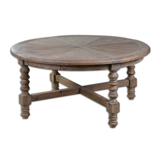 Built Of 100% Reclaimed Fir, This Table Features Hand-worked Turnings And A Sunburst Top. Showcasing The Natural Beauty And Time-worn Character Of Salvaged Wood. Reclaimed Wood Is Restored From A Previous Life As Old Doors, Railroad Ties, Etc., And Features Old Nail Holes, Mineral Staining, And Natural Imperfections. Note That Solid Wood Will Continue To Move With Temperature And Humidity Changes, Which Can Result In Small Cracks And Uneven Surfaces, Adding To Its Authenticity And Character.