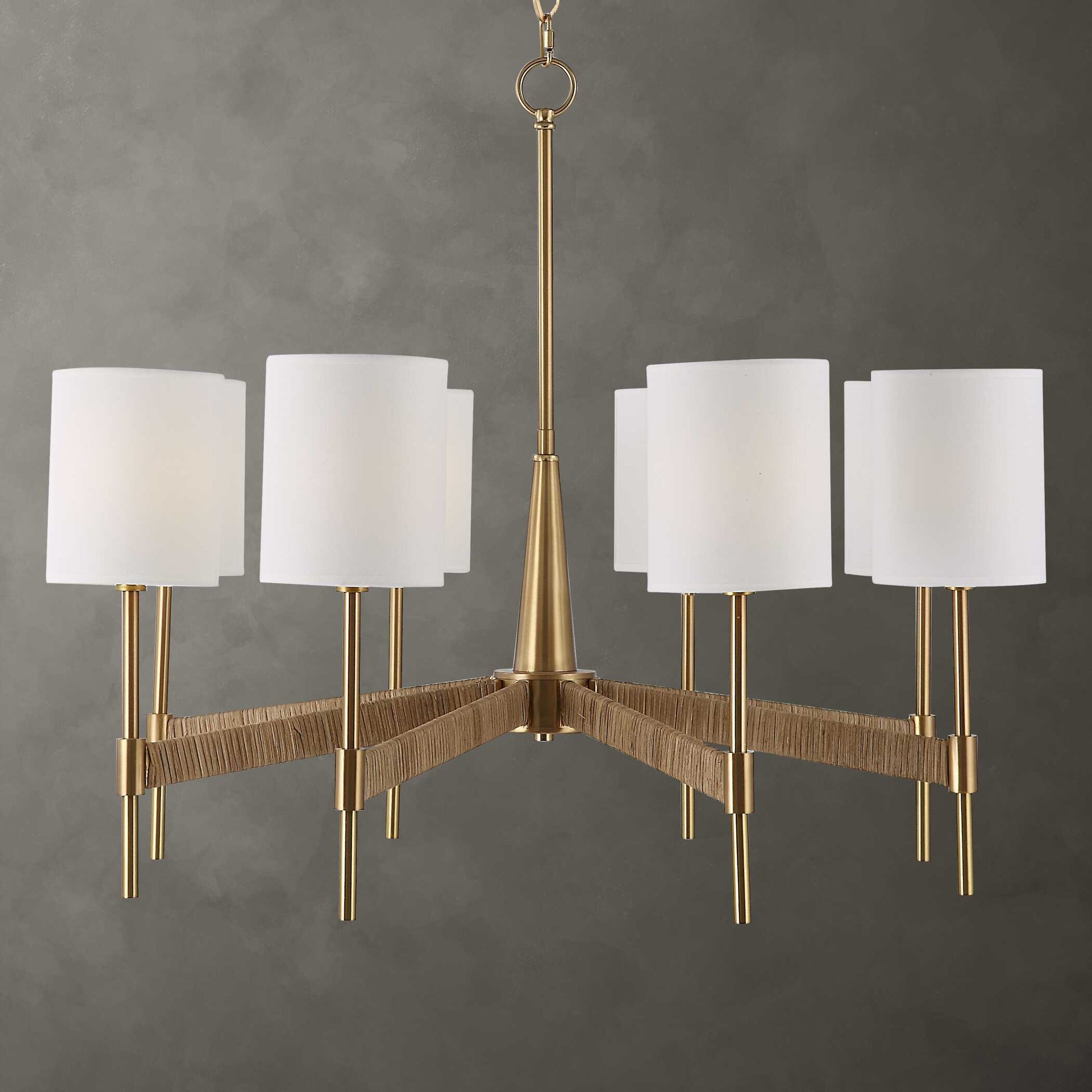 Warm Brass With Rattan Wrap
