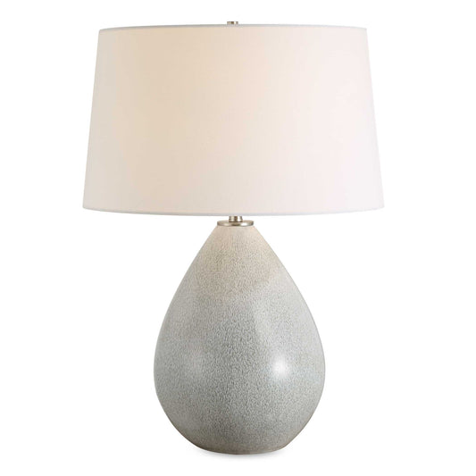 Featuring A Teardrop-shaped Ceramic Base With A Soothing Cream Background, Enhanced By A Mushroom Gray Drip Glaze That Adds A Touch Of Organic Artistry. Accented With Brushed Nickel-plated Details, The Moray Table Lamp Is A Sophisticated Addition To Any Decor.
