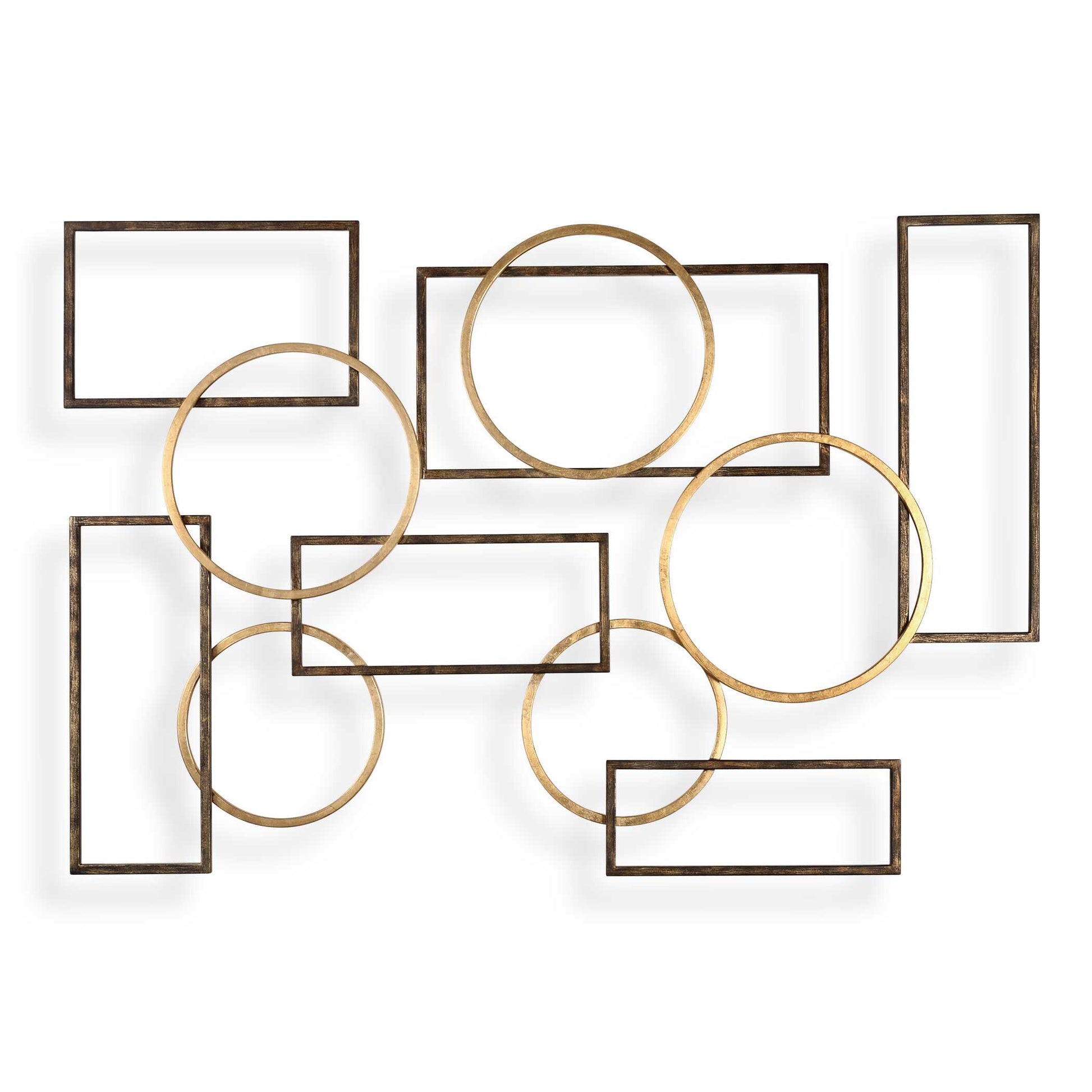 A Fun Combination Of Iron Circles And Rectangles In Rich Brushed Bronze And Gold Leaf.