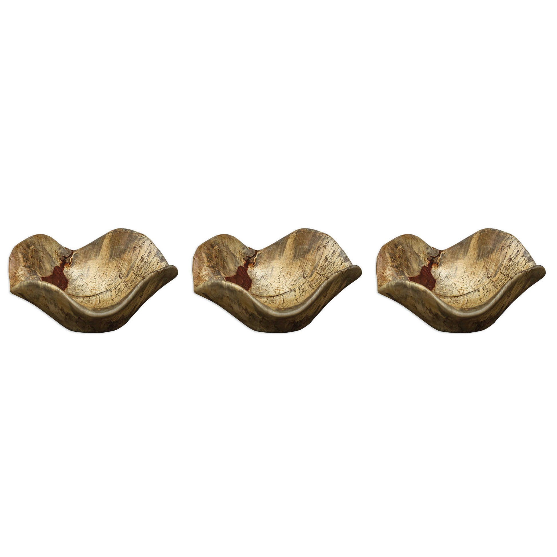 Naturally Spalted Tamarind Wood, Left In It's Natural Raw Finish To Highlight The Unique Grain Patterns And Colors. Because Each Is Individually Handcrafted, Sizes May Vary. Cracks And Variations In The Grain Are Natural To This Type Of Wood. May Be Hung On A Wall With Keyhole Hangers, Or Displayed As Tabletop Accessories.