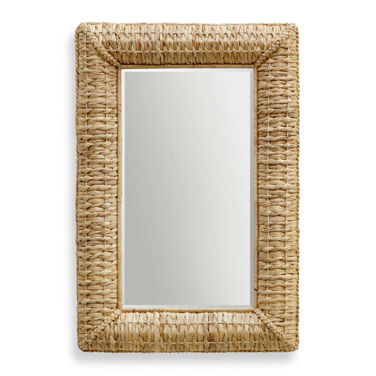 This Rectangle Mirror Has A Great Coastal Vibe By Using Alternating Twisted Natural Seagrass Over A Rounded Frame Accented With Matching Tightly Twisted Edge Banding. Mirror Has A Generous 1 1/4" Bevel.
