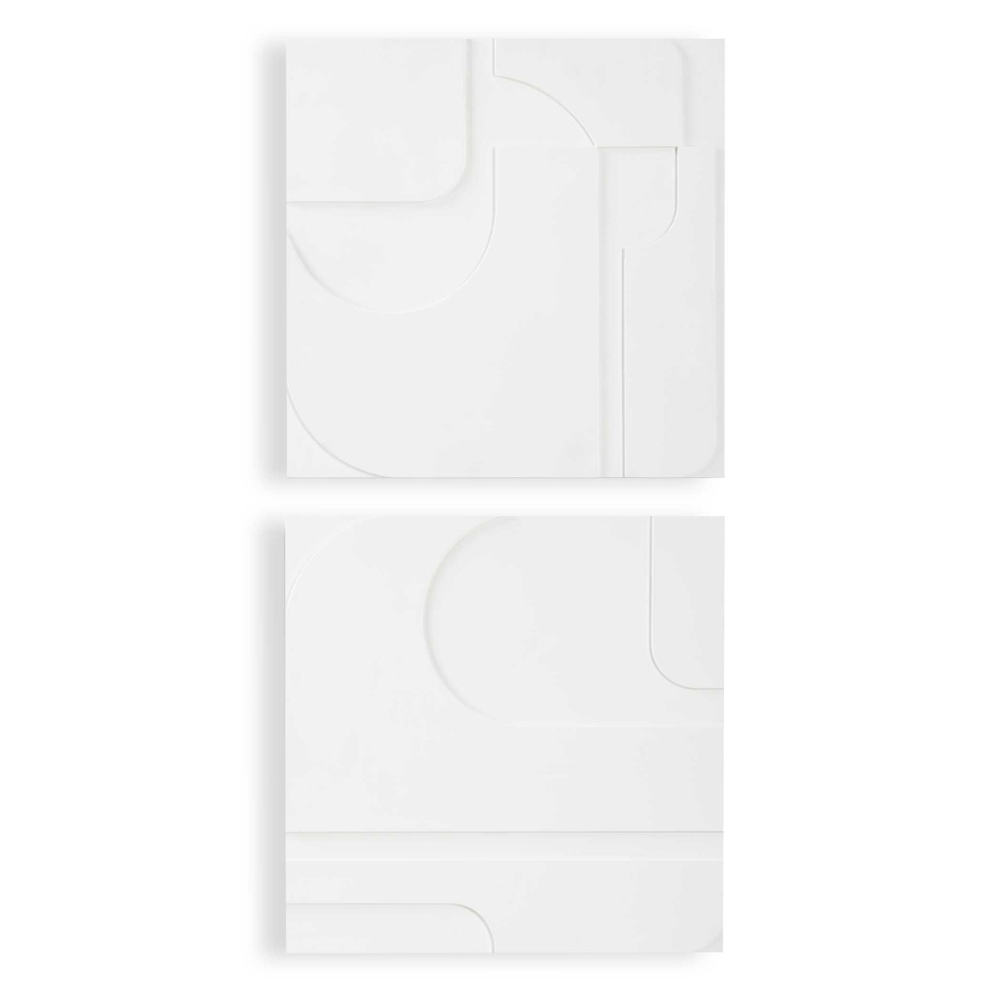 An Abstract Curvilinear Display Of Shapes In A Solid White Three Dimensional Panel Creates A Clean And Modern Look. May Be Hung 4 Ways.