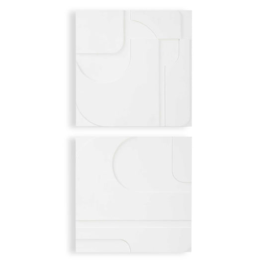 An Abstract Curvilinear Display Of Shapes In A Solid White Three Dimensional Panel Creates A Clean And Modern Look. May Be Hung 4 Ways.