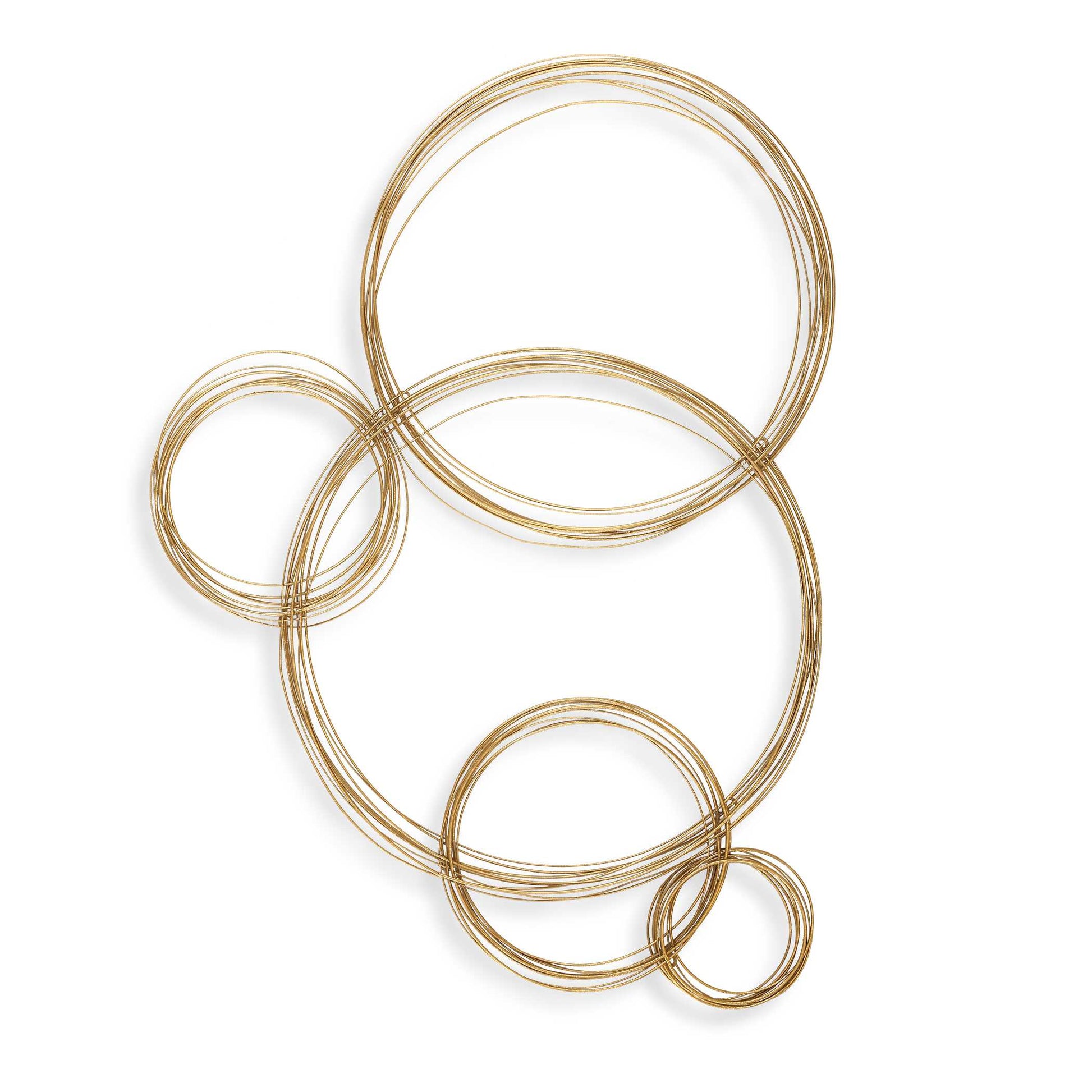 Spiraled Rings Giving The Effect Of Glistening Bubbles Are Hand Crafted From Petite Iron Rods And Interlaced Together Finished In Antique Gold Leaf. May Be Hung From Any Direction.