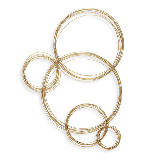Spiraled Rings Giving The Effect Of Glistening Bubbles Are Hand Crafted From Petite Iron Rods And Interlaced Together Finished In Antique Gold Leaf. May Be Hung From Any Direction.
