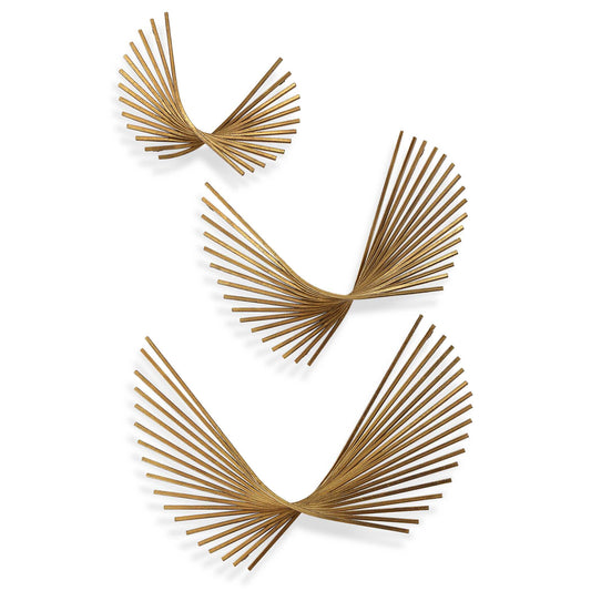 Wisps Of Three-dimensional Iron Sculptures Appear To Be Floating, Giving Creative Freedom Of Display. Finished In Antique Gold Leaf. May Hang In Any Direction. Sizes: Sm-13x5x10, Med-19x5x15, Lg-24x6x16