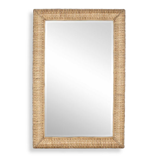 This Rectangle Mirror Boasts A Coastal Vibe By Using Alternating Twisted Natural Seagrass Over A Rounded Frame Accented With Matching Tightly Twisted Edge Banding.